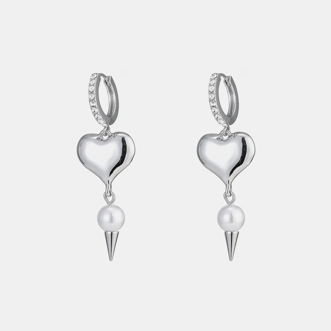 Diamond Pearl Heart Drop Earrings sold by Mason & Madison Co. product image thumbnail 2