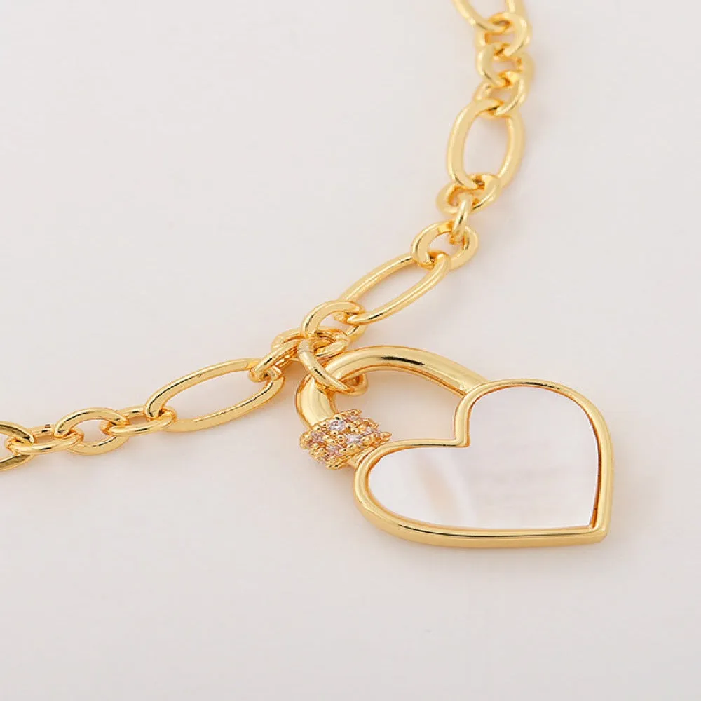 Pearl Heart Lock Charm Chain Bracelet sold by Mason & Madison Co. product image thumbnail 3