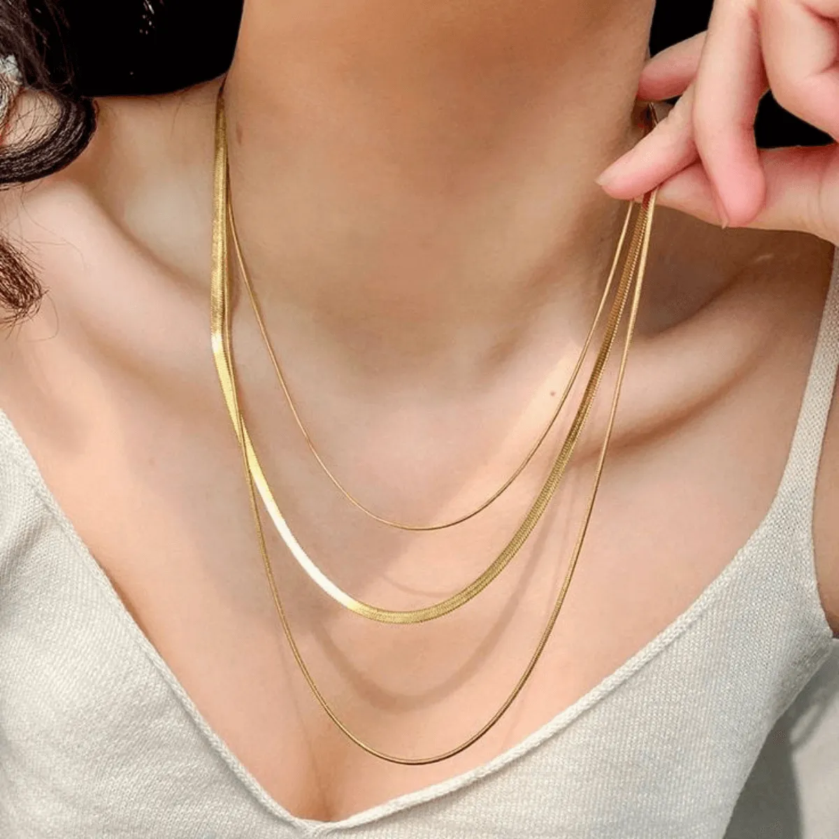 Triple-Layered Chain Necklace sold by Mason & Madison Co. product image thumbnail 4
