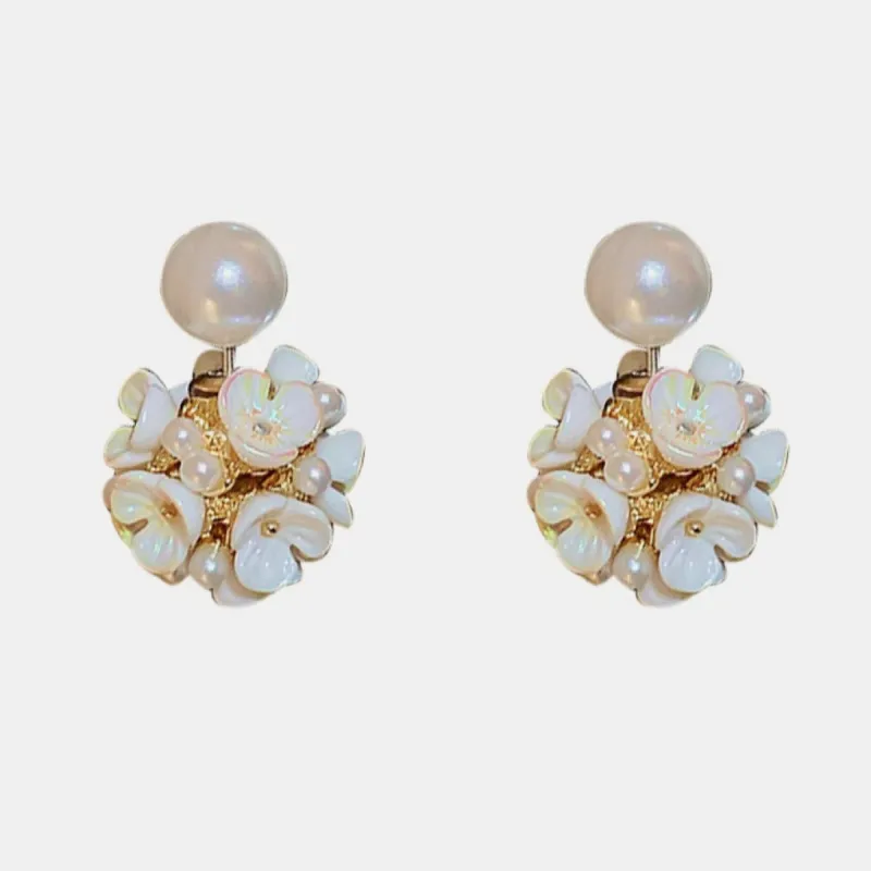 Pearl Stud Earrings - Shell Flower sold by Mason & Madison Co.