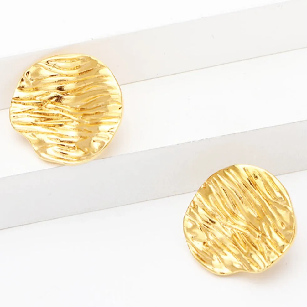 Gold Stud Earrings - Textured sold by Mason & Madison Co. product image thumbnail 3