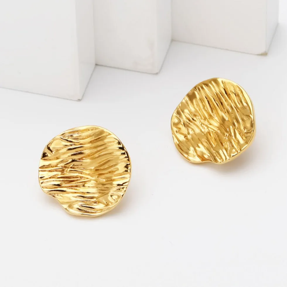 Gold Stud Earrings - Textured sold by Mason & Madison Co.