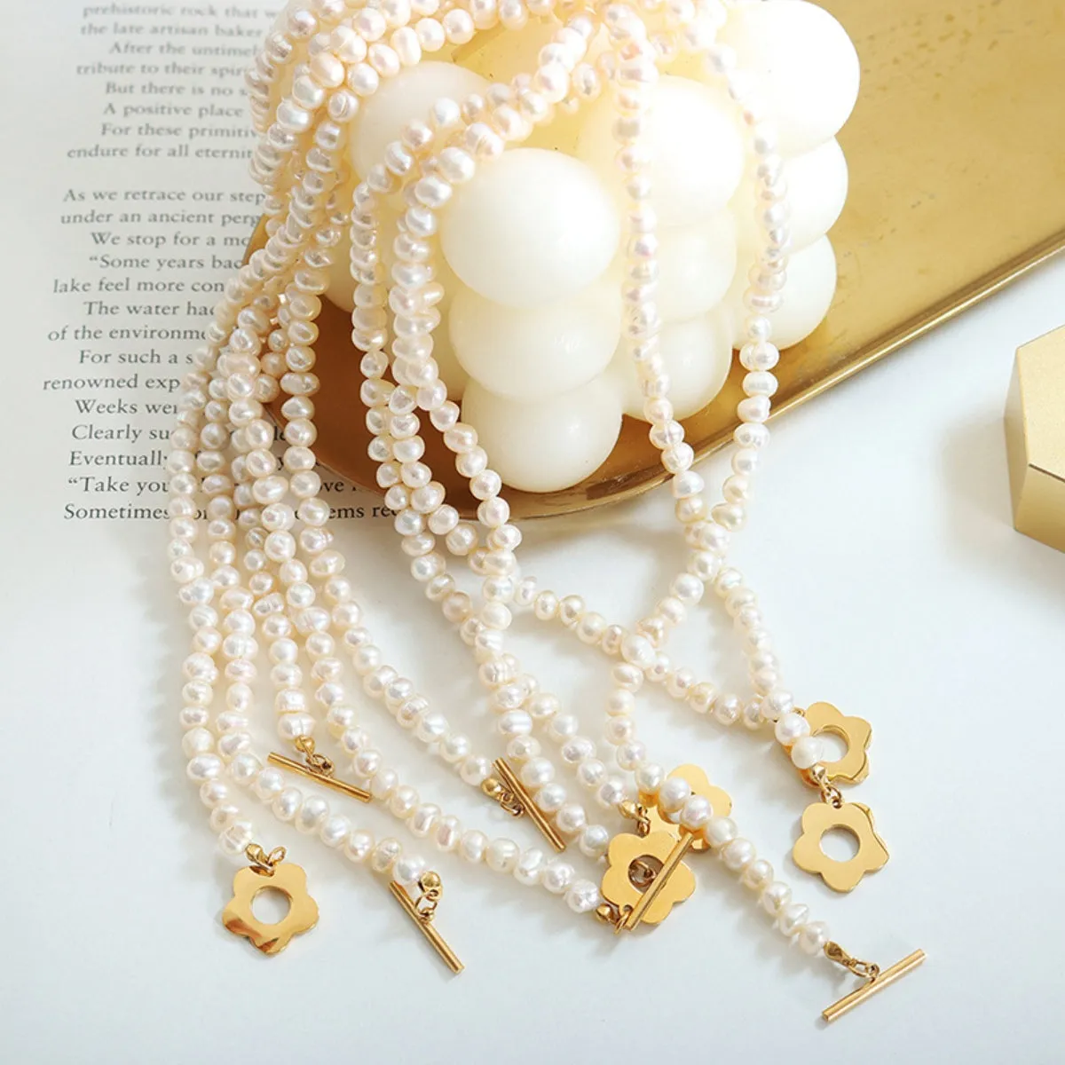 Pearl Chain Necklace with Flower sold by Mason & Madison Co. product image thumbnail 4