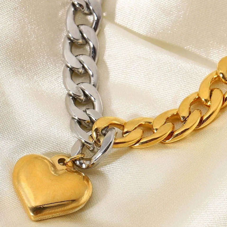 Heart Charm Two-Tone Chain Bracelet sold by Mason & Madison Co. product image thumbnail 3