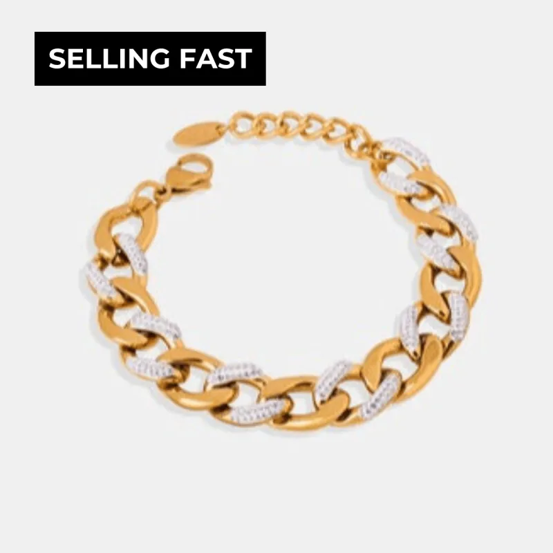18K Diamond Gold Chunky Chain Bracelet sold by Mason & Madison Co.