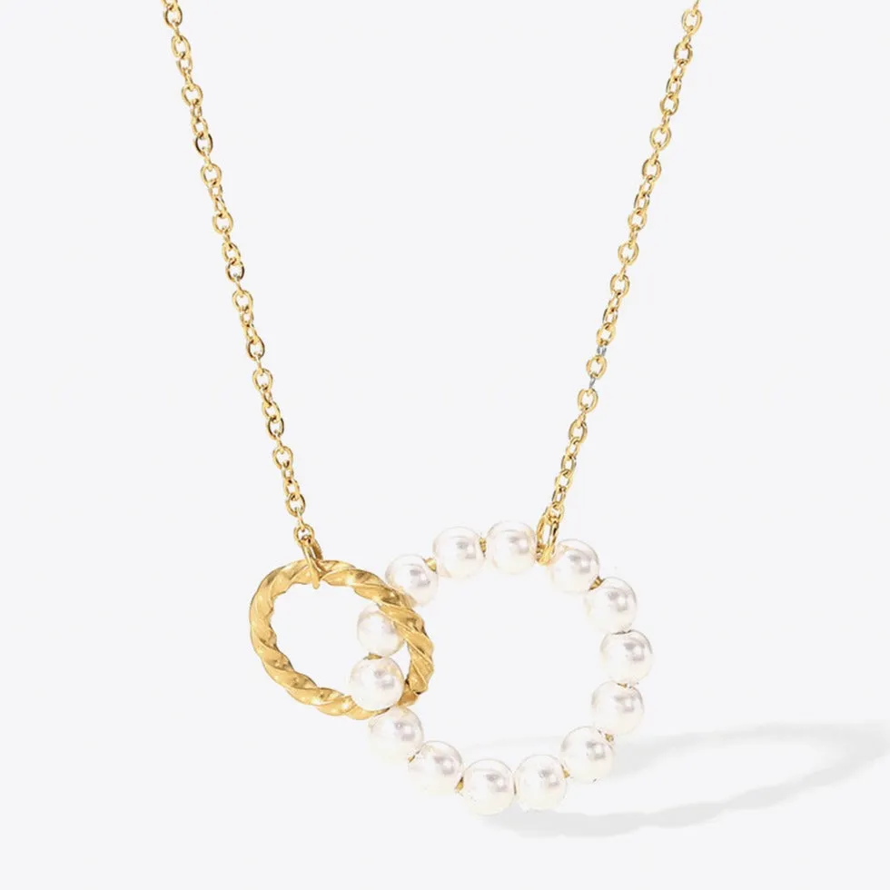 Gold Pearl Circle Pendant Necklace sold by Mason & Madison Co. product image thumbnail 2