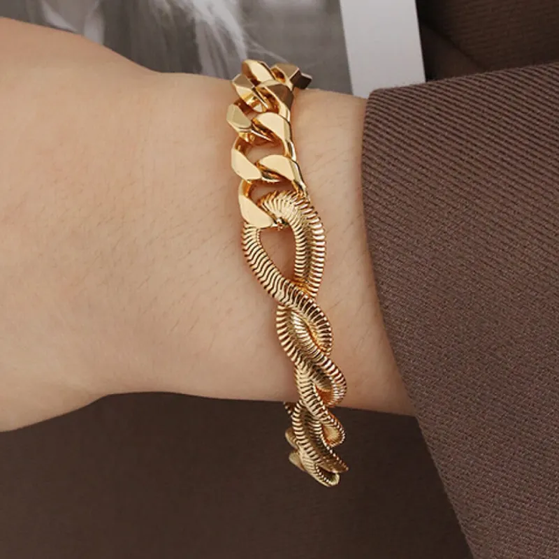 Gold Herringbone Chunky Chain Bracelet sold by Mason & Madison Co.