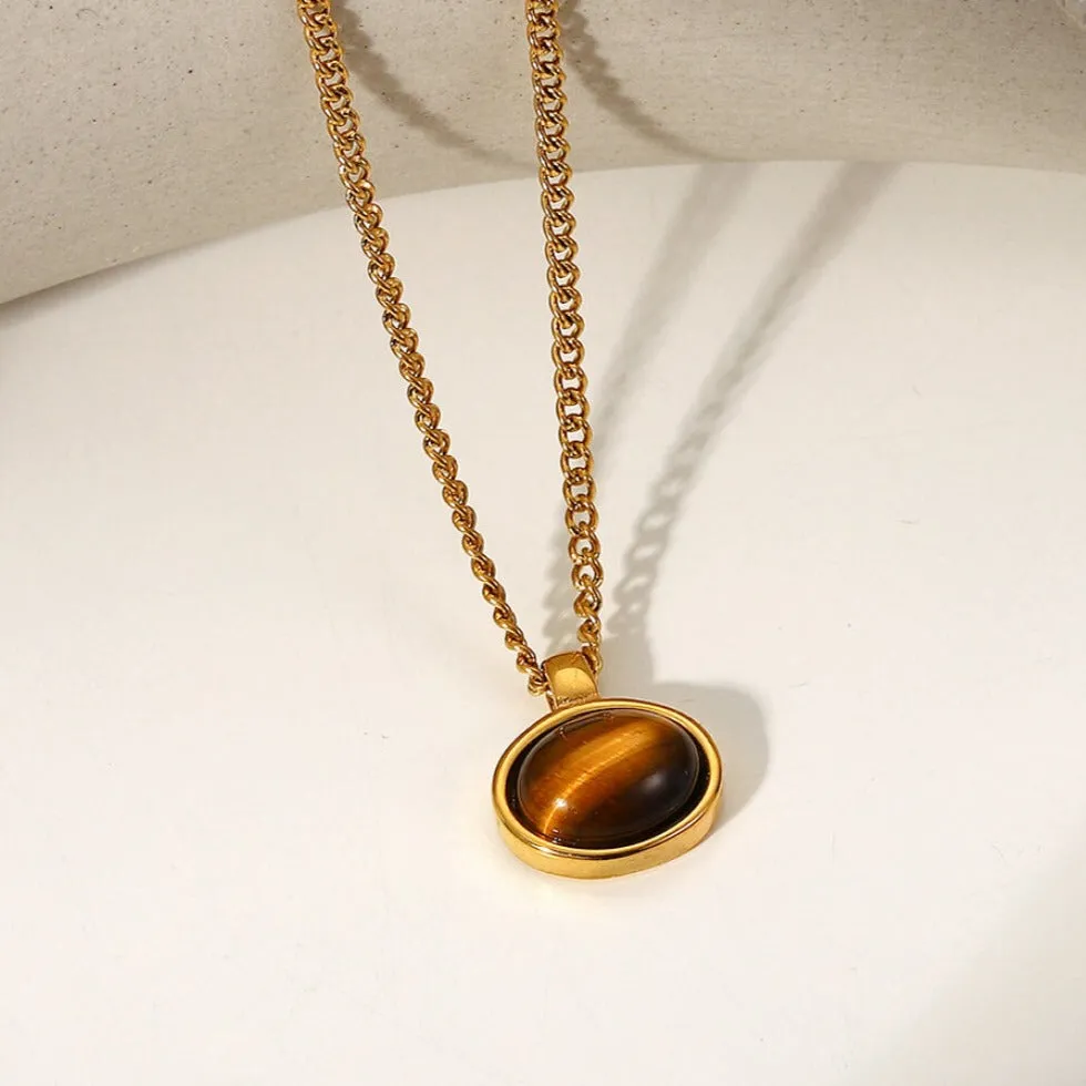 Always Remind Of You - Gold Natural Stone Pendant Necklace sold by Mason & Madison Co. product image thumbnail 3