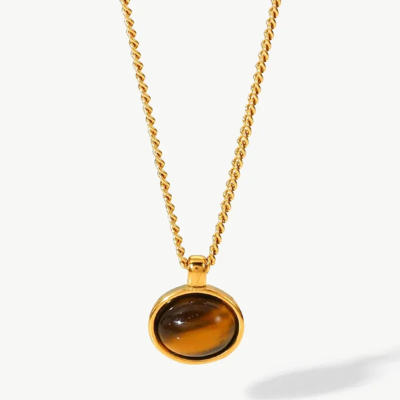 Always Remind Of You - Gold Natural Stone Pendant Necklace sold by Mason & Madison Co.