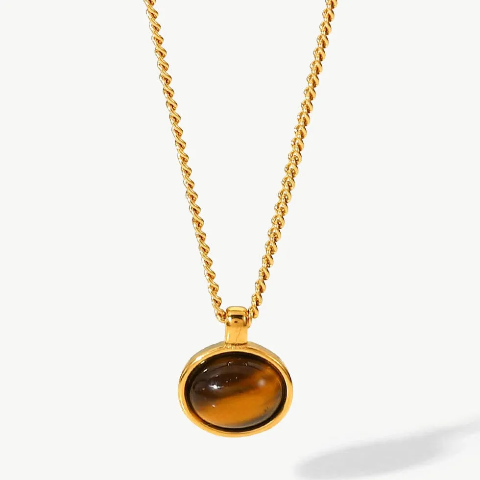 Always Remind Of You - Gold Natural Stone Pendant Necklace sold by Mason & Madison Co.