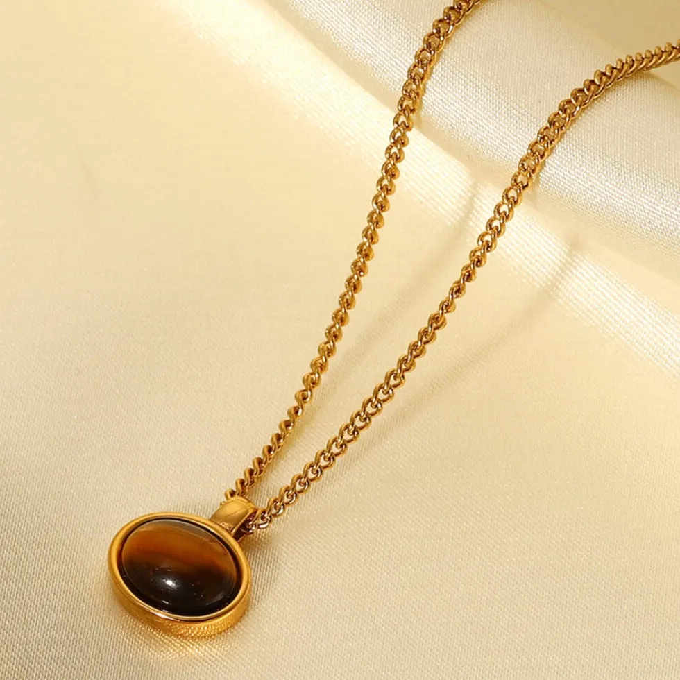 Always Remind Of You - Gold Natural Stone Pendant Necklace sold by Mason & Madison Co. product image thumbnail 4