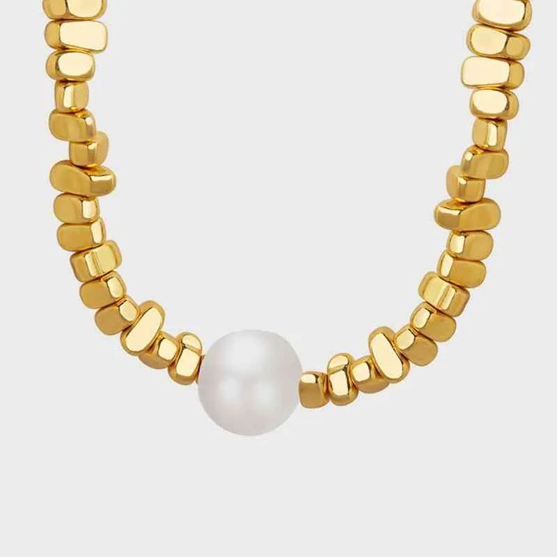 Gold Bead Chain Necklace with Pearl Pendant sold by Mason & Madison Co. product image thumbnail 2