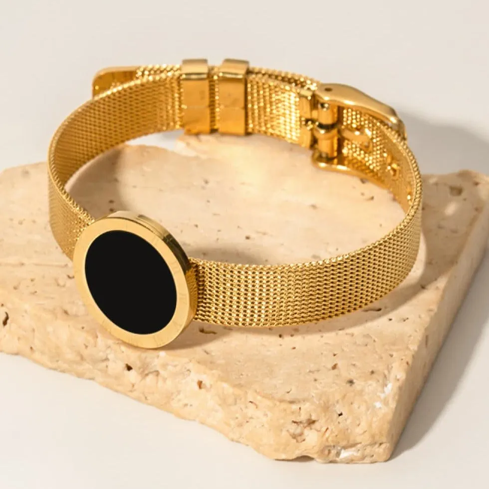 Gold Chain Watch Bracelet With Black Enamel sold by Mason & Madison Co. product image thumbnail 4