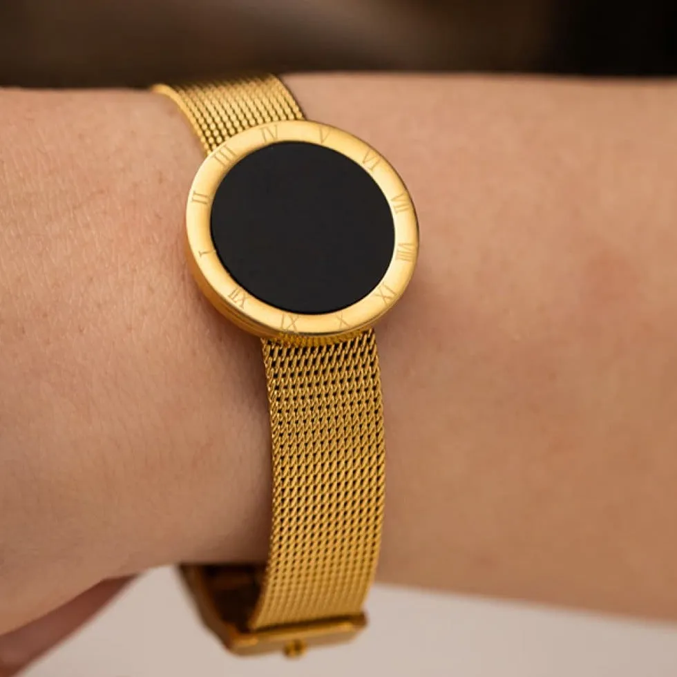 Gold Chain Watch Bracelet With Black Enamel sold by Mason & Madison Co. product image thumbnail 3