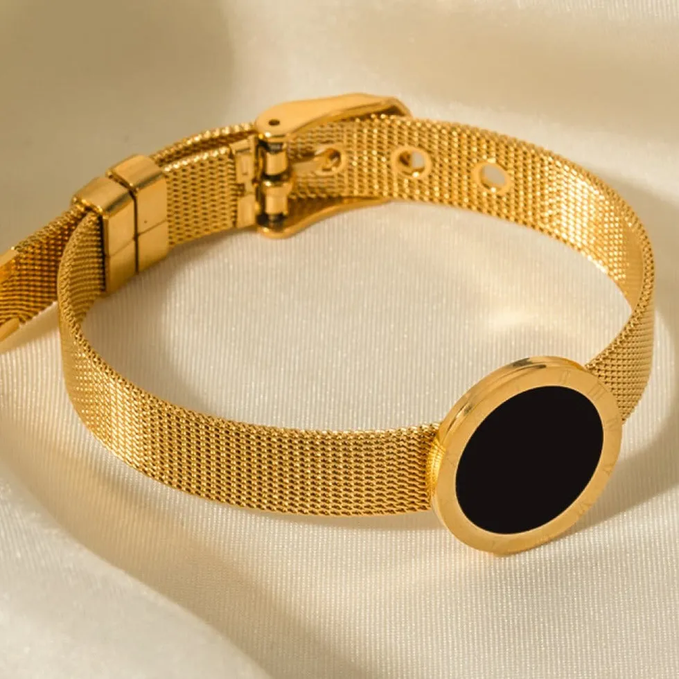 Gold Chain Watch Bracelet With Black Enamel sold by Mason & Madison Co. product image thumbnail 5