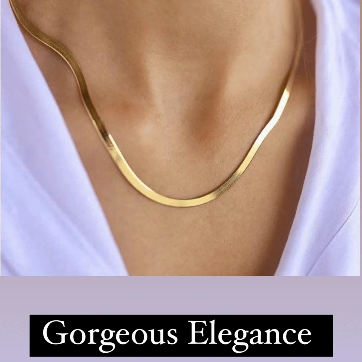 18K Gold Herringbone Chain Necklace sold by Mason & Madison Co. product image thumbnail 5