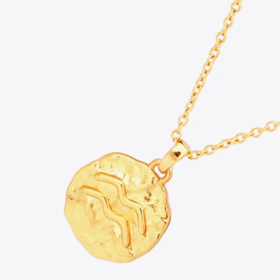 Gold Star Sign Zodiac Constellation Pendant Necklace - Circle sold by Mason & Madison Co. product image thumbnail 2