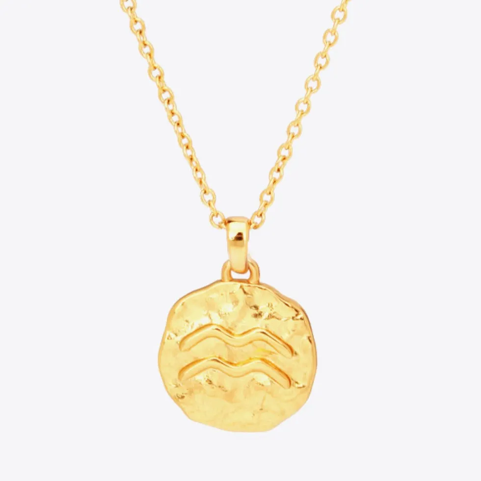 Gold Star Sign Zodiac Constellation Pendant Necklace - Circle sold by Mason & Madison Co.