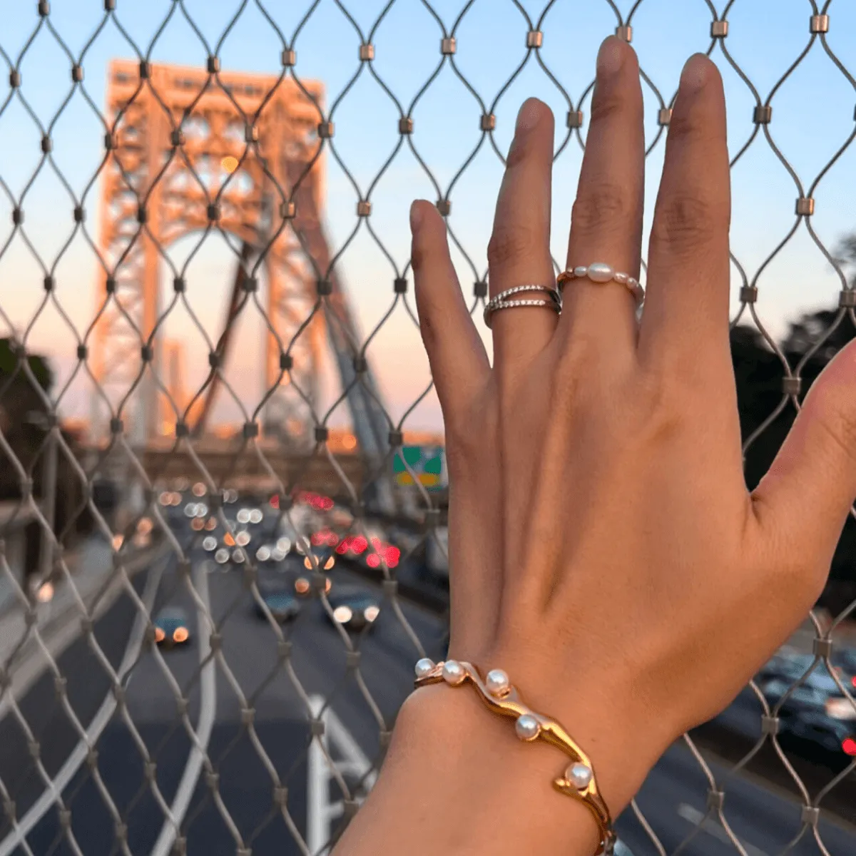 Half Pearl Adjustable Ring sold by Mason & Madison Co. product image thumbnail 4