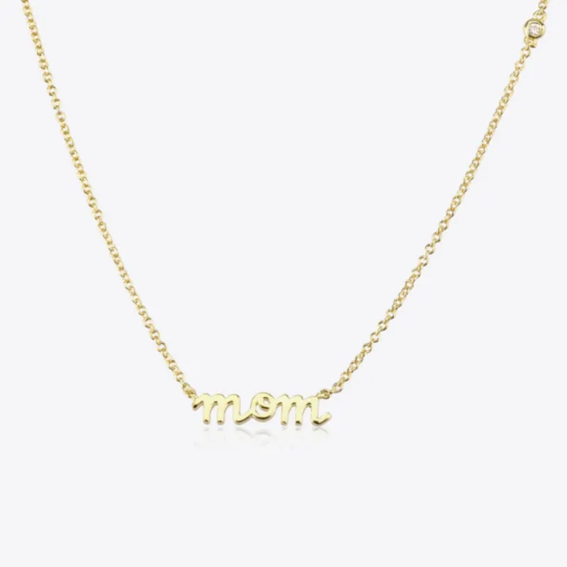 18K Gold MOM Pendant Necklace sold by Mason & Madison Co.
