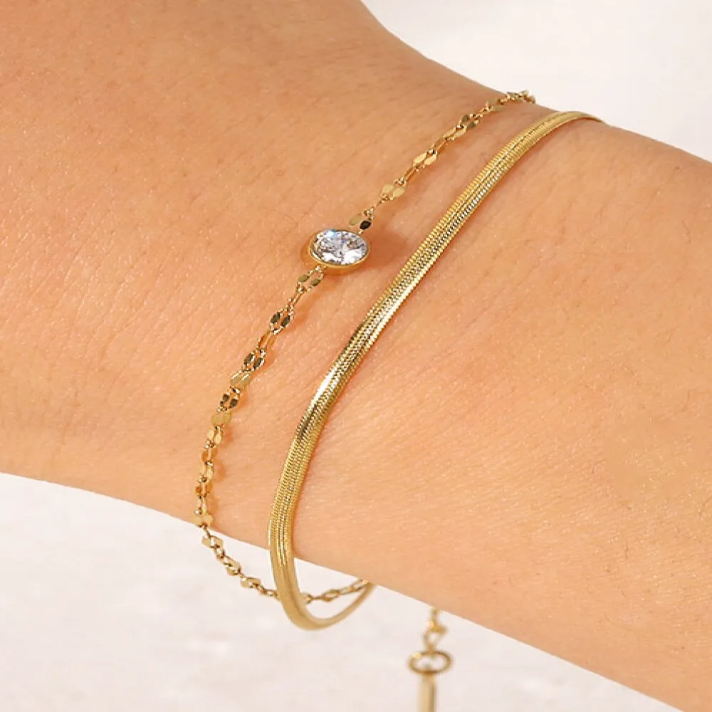 Gold Layered Chain Bracelet - Herringbone Diamond sold by Mason & Madison Co. product image thumbnail 2