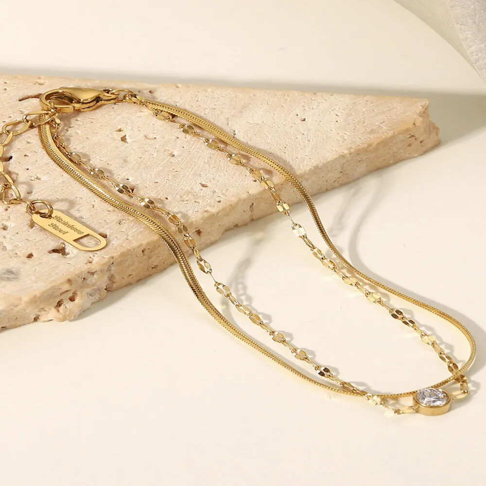 Gold Layered Chain Bracelet - Herringbone Diamond sold by Mason & Madison Co. product image thumbnail 3