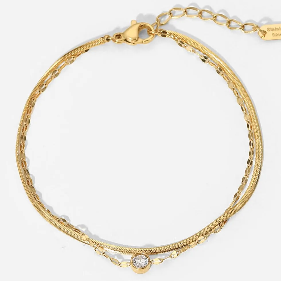 Gold Layered Chain Bracelet - Herringbone Diamond sold by Mason & Madison Co.