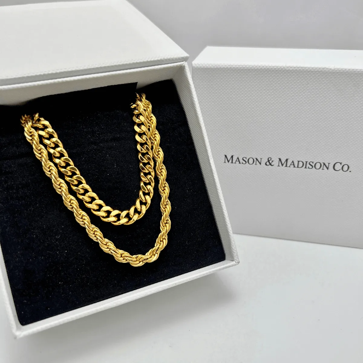 Gold Cable Chain + Rope Chain Necklace Stack Bundle sold by Mason & Madison Co. product image thumbnail 3