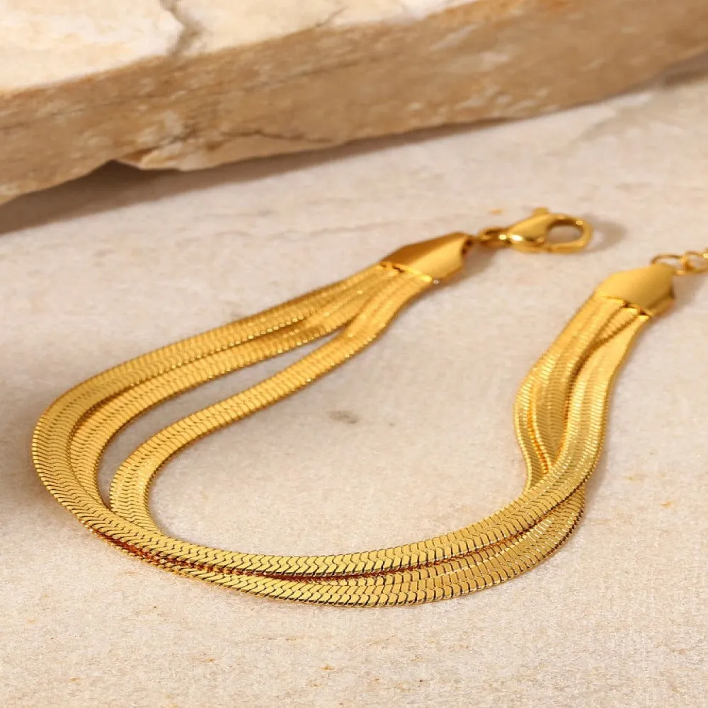 Gold Layered Chain Bracelet - Snake Triple sold by Mason & Madison Co. product image thumbnail 4