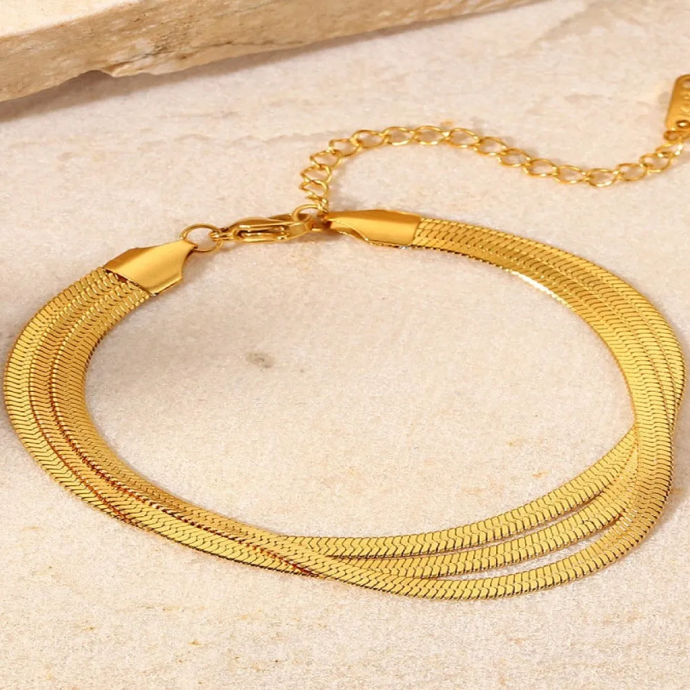 Gold Layered Chain Bracelet - Snake Triple sold by Mason & Madison Co. product image thumbnail 3