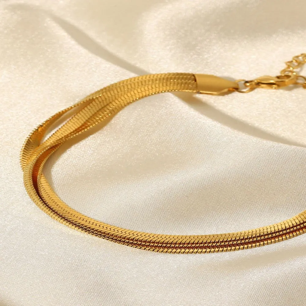 Gold Layered Chain Bracelet - Snake Triple sold by Mason & Madison Co. product image thumbnail 5