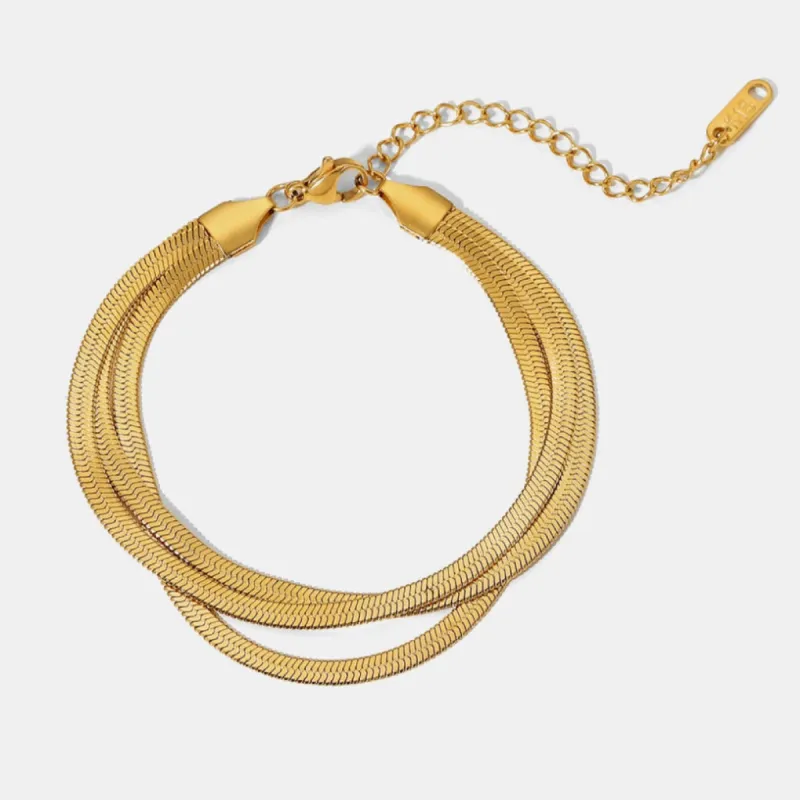 Gold Layered Chain Bracelet - Snake Triple sold by Mason & Madison Co.