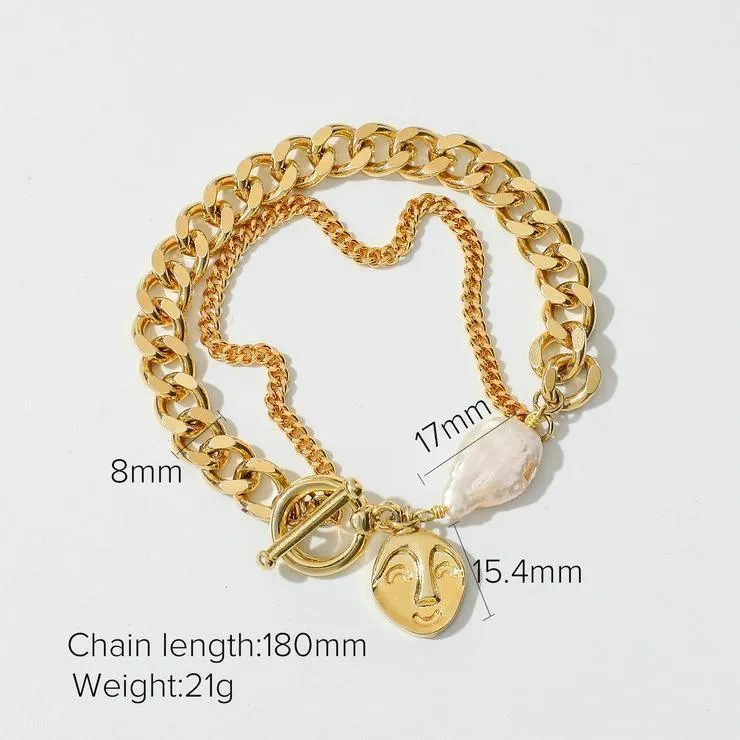 Gold Chain Bracelet with Pearl - MADISON PEARL DUET™ sold by Mason & Madison Co. product image thumbnail 5