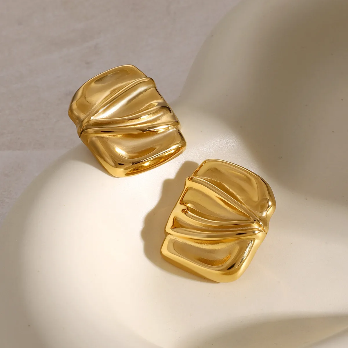 Gold Stud Earrings - Textured sold by Mason & Madison Co. product image thumbnail 4