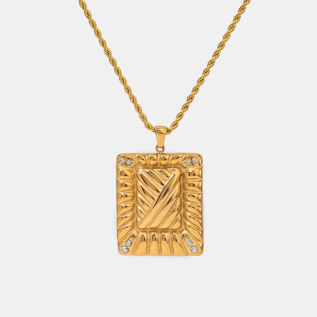 Gold Pendant Necklace - Rectangle With Diamonds sold by Mason & Madison Co.