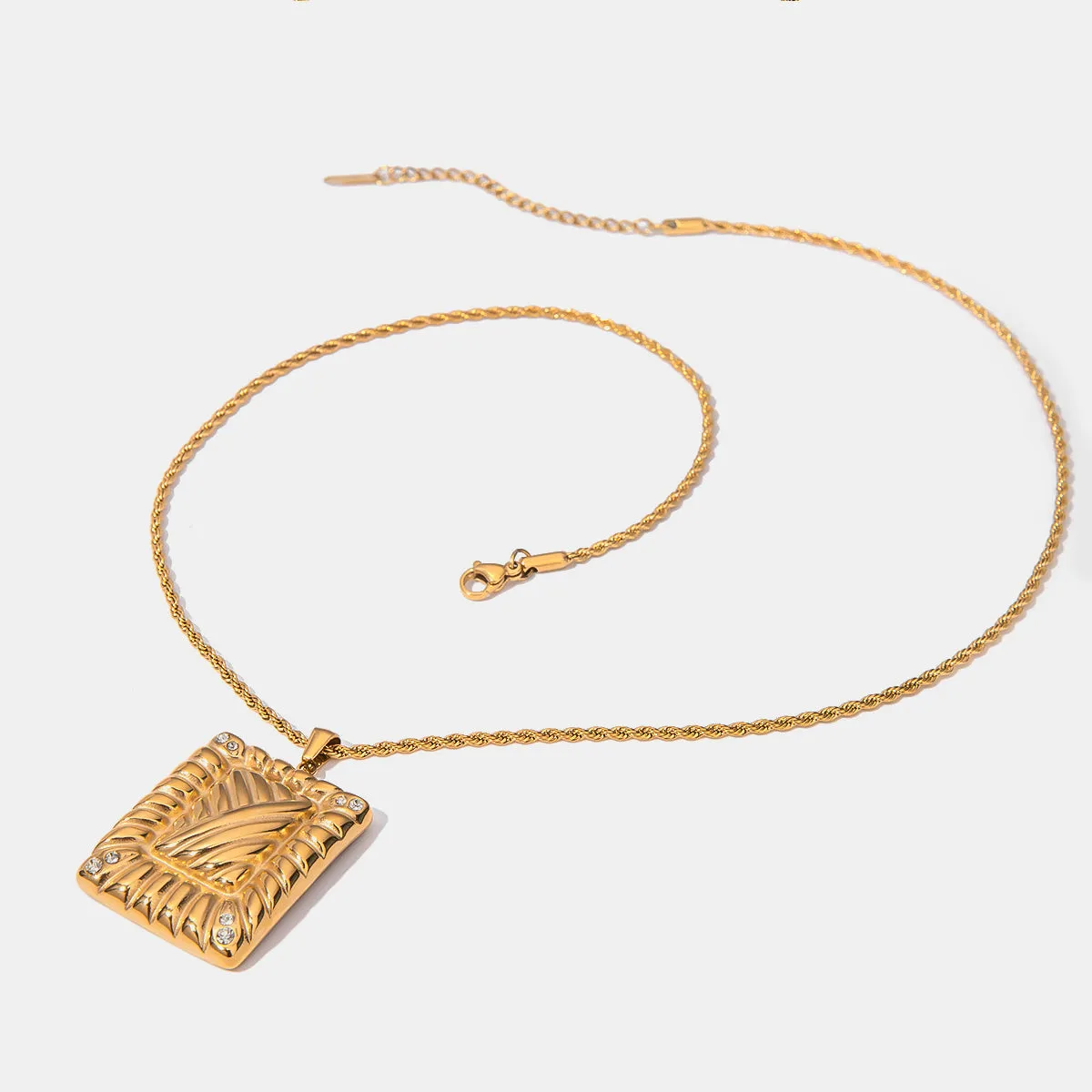 Gold Pendant Necklace - Rectangle With Diamonds sold by Mason & Madison Co. product image thumbnail 3