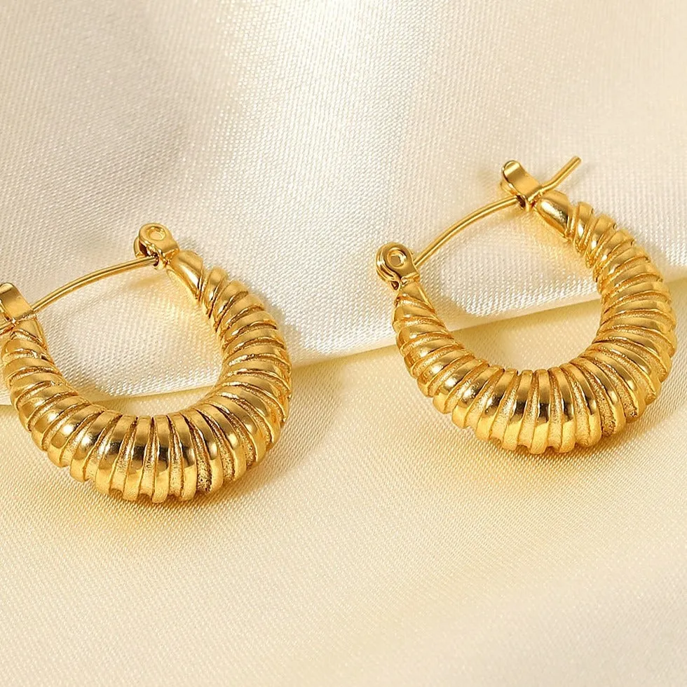 Gold Hoop Earrings - Catch Me Up Textured sold by Mason & Madison Co. product image thumbnail 5