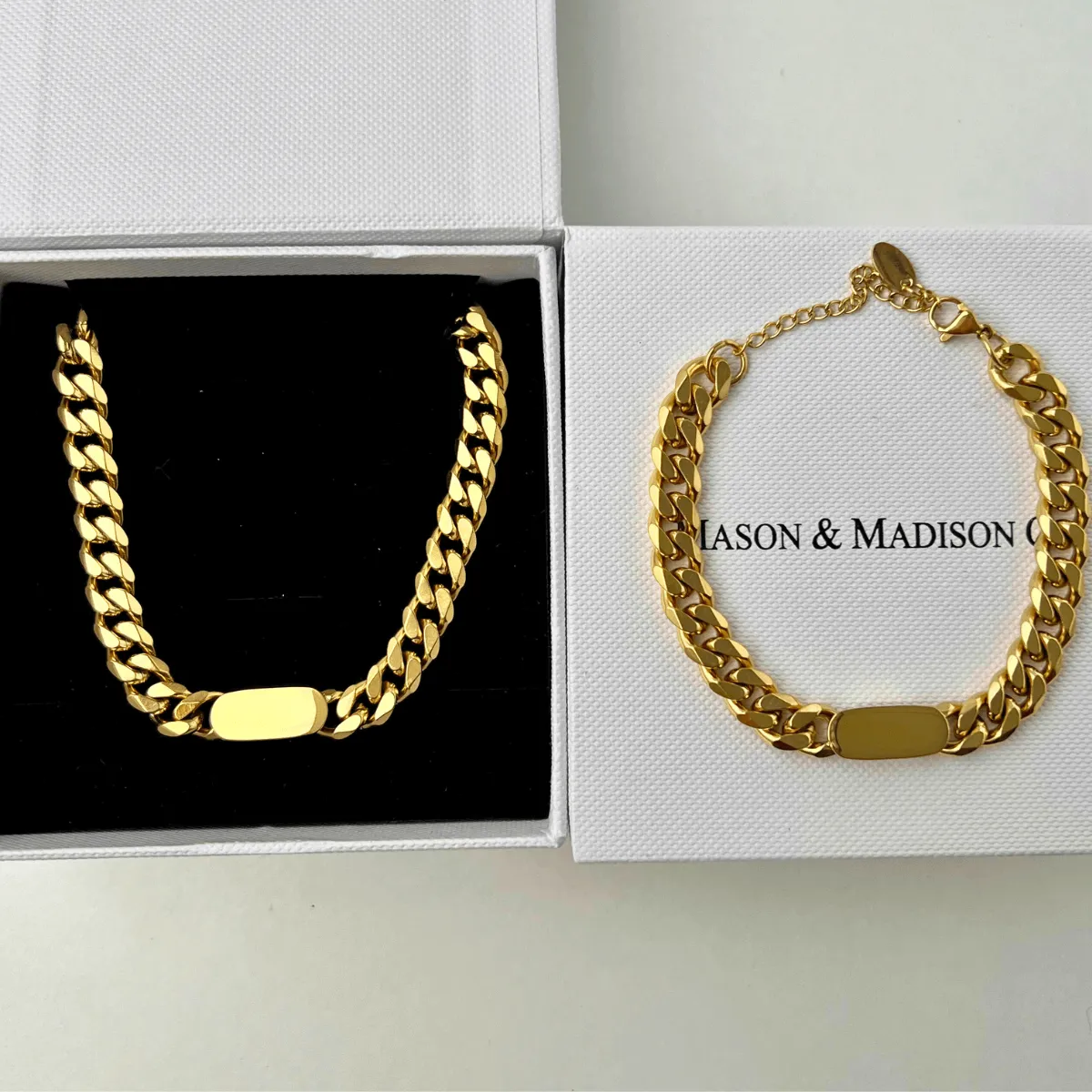 Gold Chain Necklace Bracelet Bundle Set - MASON CHUNKY CHAIN™ To Be Elegant sold by Mason & Madison Co.