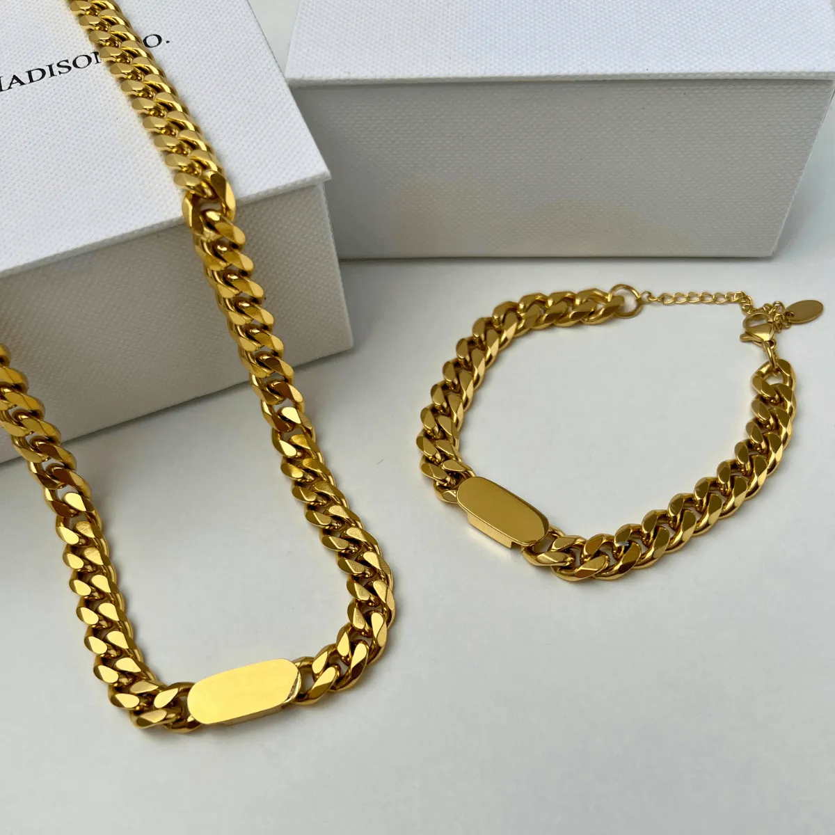 Gold Chain Necklace Bracelet Bundle Set - MASON CHUNKY CHAIN™ To Be Elegant sold by Mason & Madison Co. product image thumbnail 2