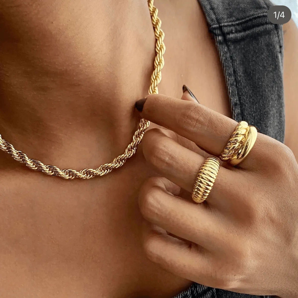 Gold Rope Chain Necklace Bracelet Bundle Set sold by Mason & Madison Co. product image thumbnail 5