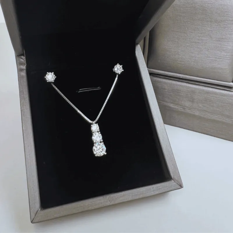 Diamond Pendant Necklace + Diamond Stud Earrings Jewelry Bundle Set - Classic sold by Mason & Madison Co.