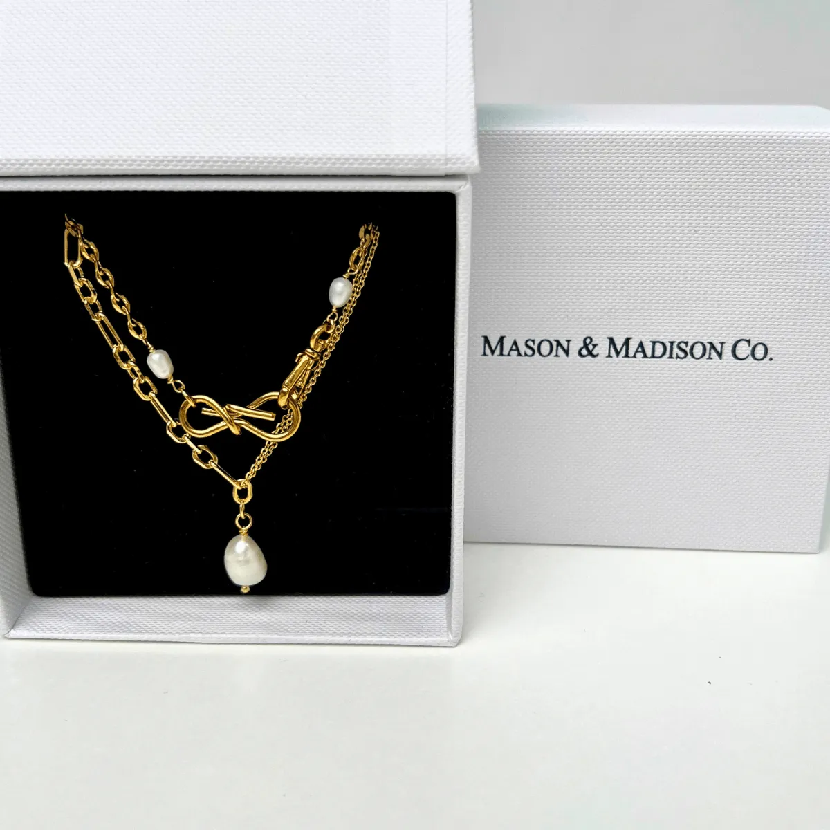 18K Gold Bow + Pearl Pendant Necklace Stack Bundle sold by Mason & Madison Co. product image thumbnail 2
