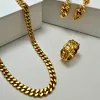 Gold Cable Chain Necklace Earrings Ring Bundle Set sold by Mason & Madison Co.