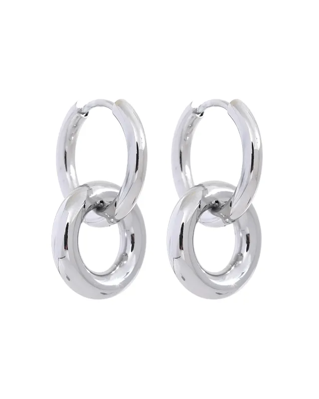 Silver Hoops Earrings - Double Circle sold by Mason & Madison Co.