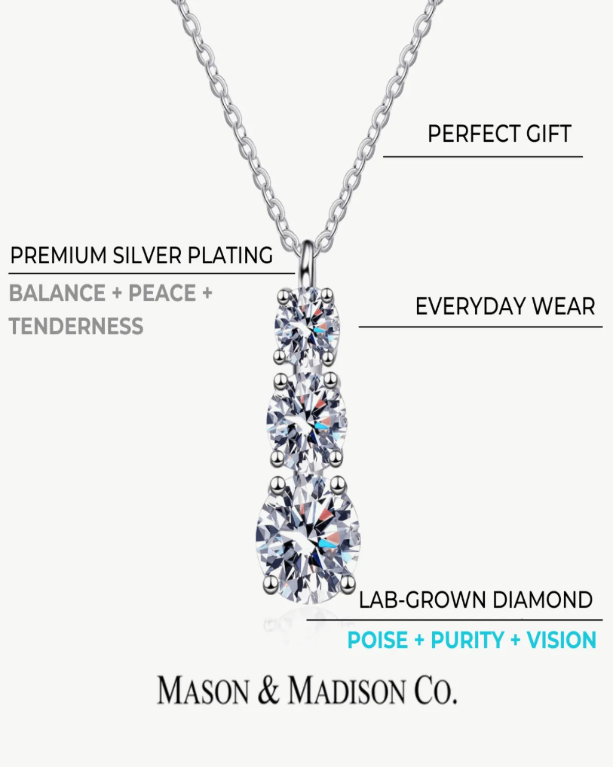 Best Trending Trendy Diamond Pendant Necklace + Diamond Stud Earrings Jewelry Bundle Set Jewelry Gift on Sale for Women, Lady, Mother, Wife sold by Mason & Madison Co. product image thumbnail 4