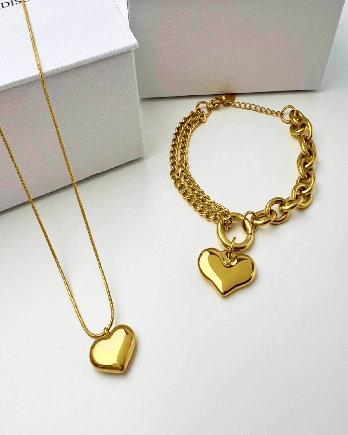 Best Trending Trendy Gold Heart Necklace Bracelet Jewelry Bundle Set Jewelry Gift on Sale for Women, Lady, Mother, Wife sold by Mason & Madison Co. product image thumbnail 2