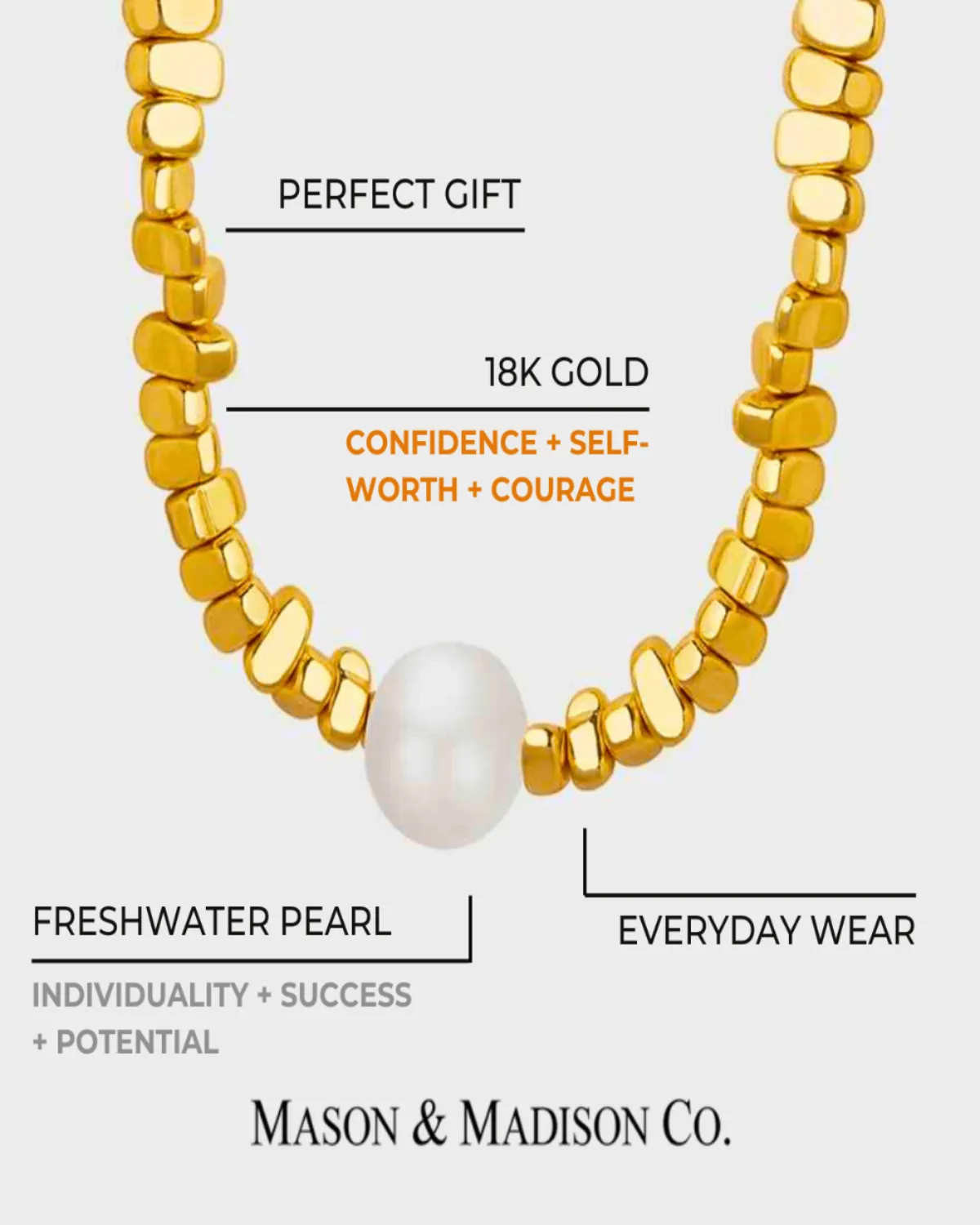 Best Trending Trendy Gold Bead Chain Necklace Jewelry Gift on Sale for Women, Lady, Mother, Wife sold by Mason & Madison Co. product image thumbnail 2