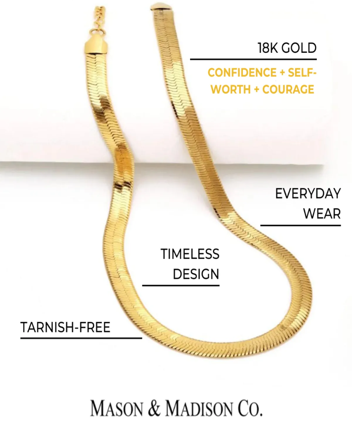 Best Trending Trendy Gold Herringbone Chain Necklace Jewelry Gift on Sale for Women, Lady, Mother, Wife sold by Mason & Madison Co. product image thumbnail 4