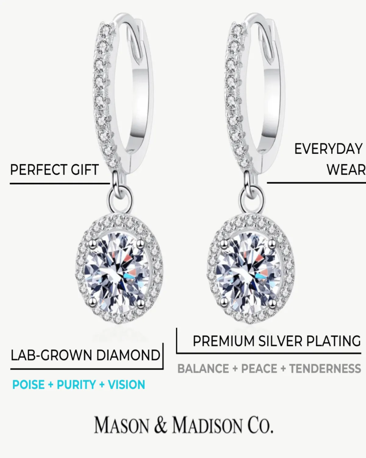 Best Trending Trendy Diamond Drop Earrings Jewelry Gift on Sale for Women, Lady, Mother, Wife sold by Mason & Madison Co. product image thumbnail 3