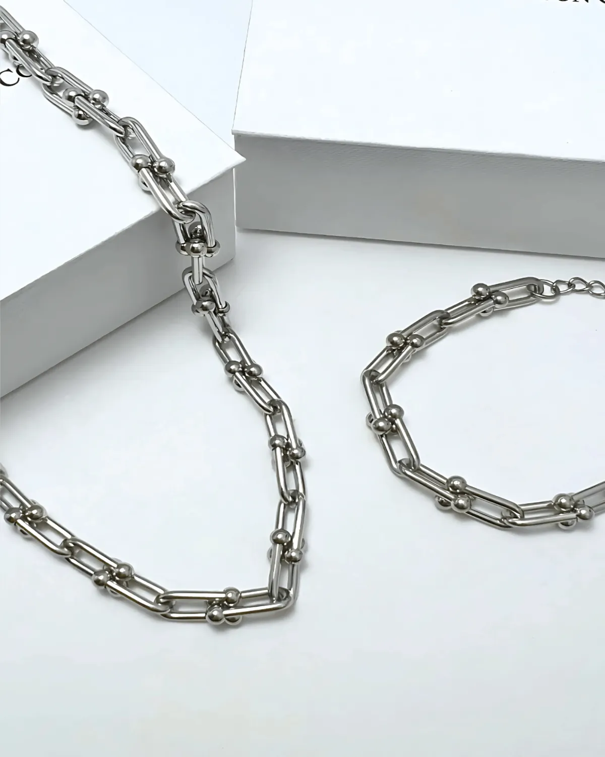 Best Trending Trendy Silver Link Chain Necklace Bracelet Bundle Set Jewelry Gift on Sale for Women, Lady, Mother, Wife sold by Mason & Madison Co. product image thumbnail 2